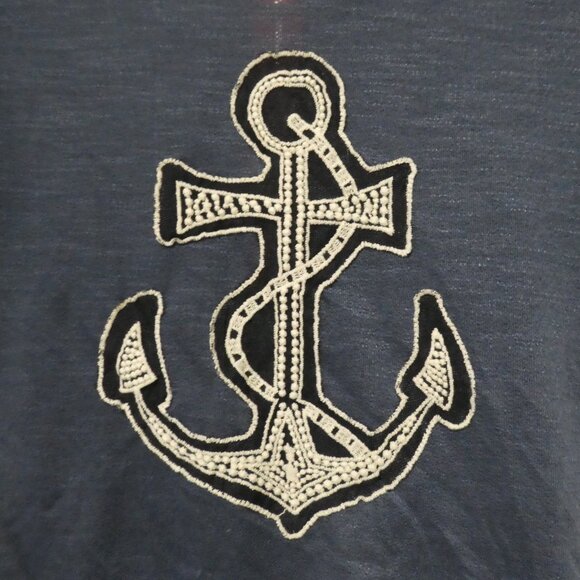 XHILARATION | xs - extra small | Navy Blue 3/4 Sleeve Top with Anchor Design - Picture 2 of 16